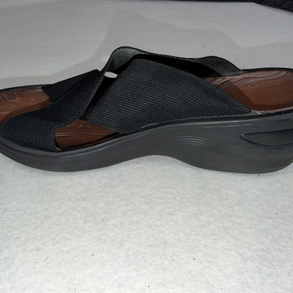 Zees Women's Black Stretch Slide Sandals Comfort Wedge Size Tag Worn - Picture 4 of 14